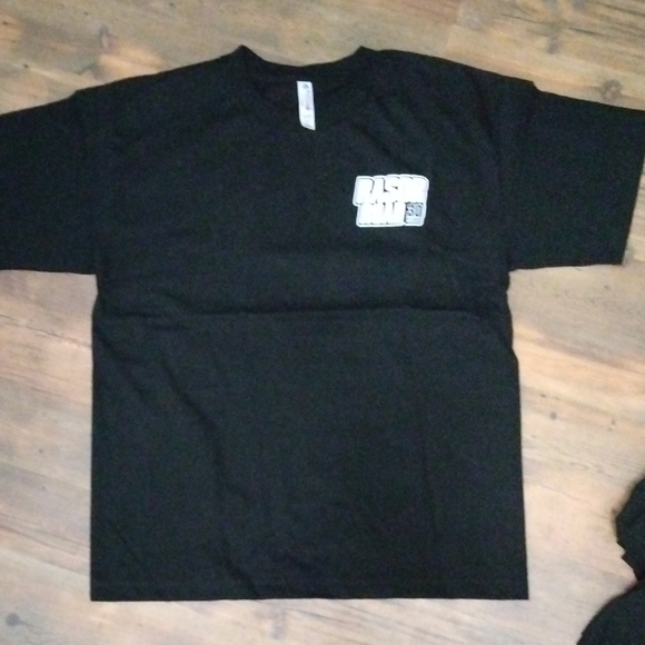 Alstyle Black Short Sleeve Tee with White Graphic - Picture 1 of 3